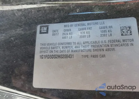 2017 Chevrolet Camaro 2Lt из США, поврежденный, VIN 1G1FD3DS2H0208431